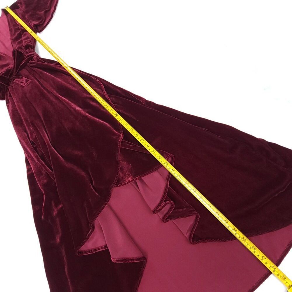 PRIVACY PLEASE Krause Crushed Velvet Maxi Wrap Dress Romantic Burgundy Small - Picture 4 of 7